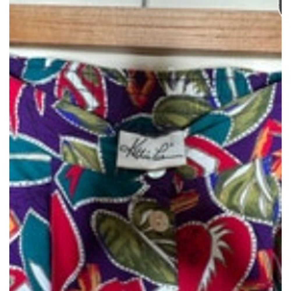Vintage Kathie Lee Midi Skirt Ditsy Hawaiian Floral Cottagecore Boho Plus Sz 18 - Picture 5 of 6